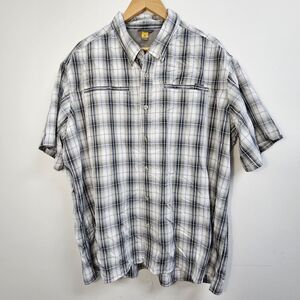 Eddie Bauer Shirt Men's 2XL Gray Plaid Collared Button Up Outdoor Top